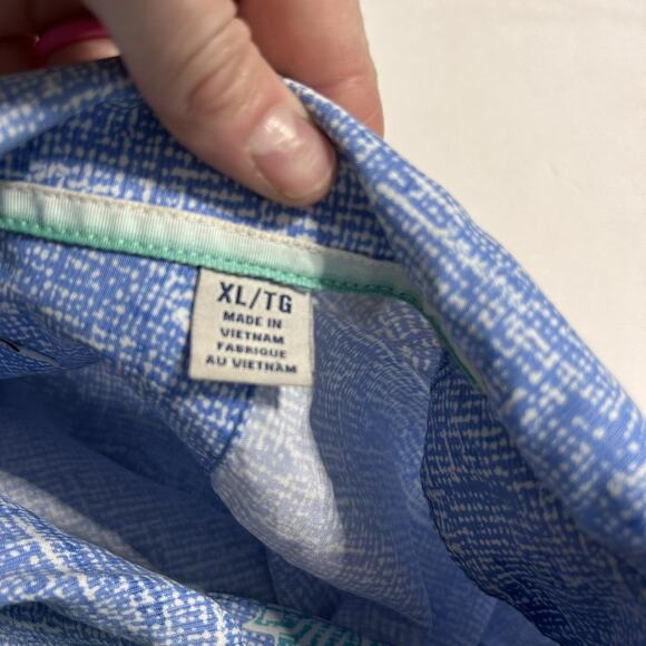 Tommy Bahama Shirt Mens XL Blue Aloha Hawaiian Palm Leaf Button Front Tencel - Picture 3 of 7